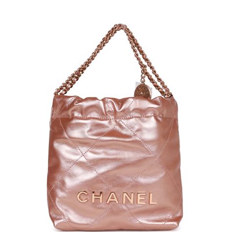 Chanel Mini 22 Bag Rose Gold Iridescent Calfskin Rose Gold 